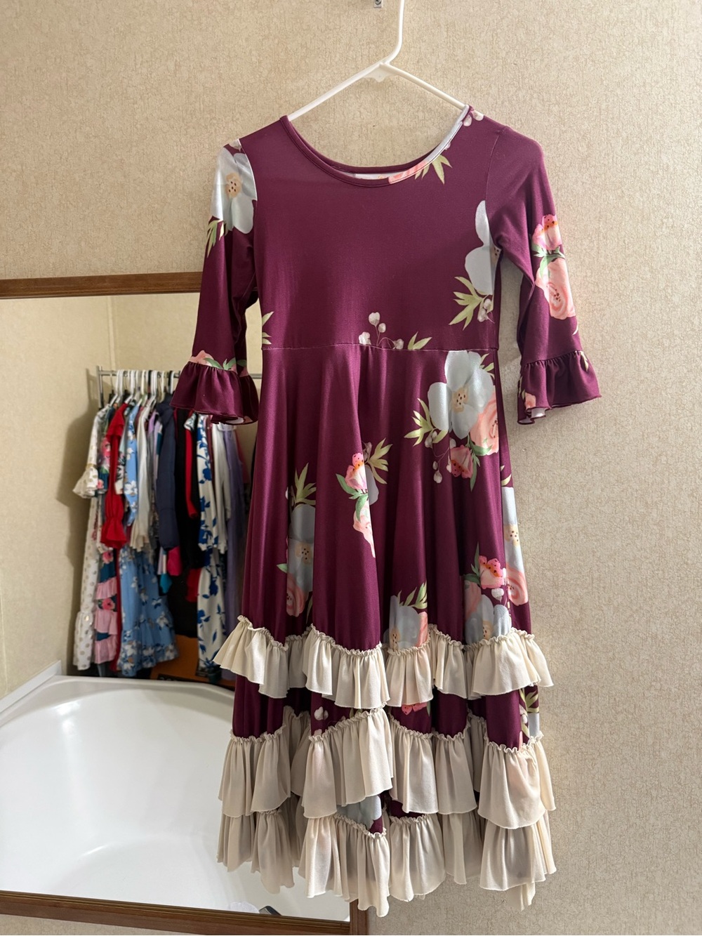 Daisy Plum Floral Ruffle-Tiered Dress